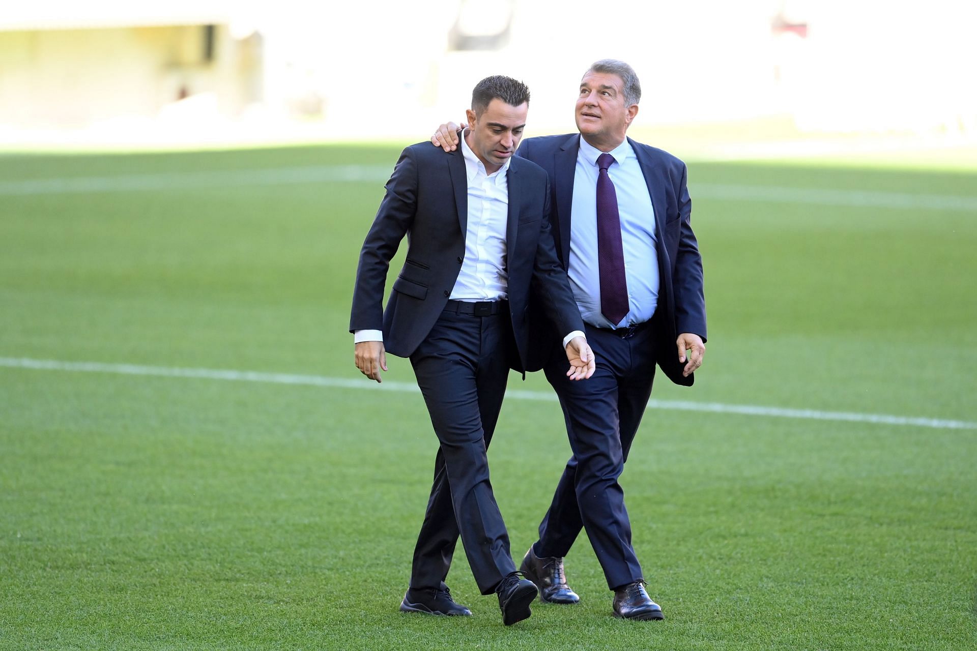 Xavi Hernandez and Joan Laporta ( Photo by David Ramos/Getty Images)